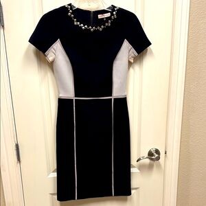 Rebecca Taylor Black and Tan Sheath Mini Dress